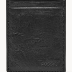 Fossil Men's Neel Magnetic Card Case Leather Wallet - Black